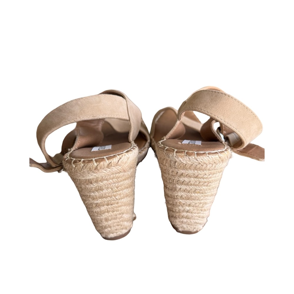 Steve Madden URI Tan Suede Espadrille Wedge Sandals Square Toe Womens 10M - Picture 6 of 8